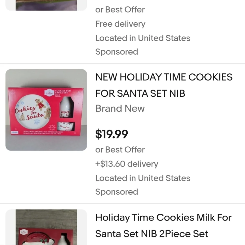 Holiday Time Red / White Santa Cookies for Santa 3 piece Set